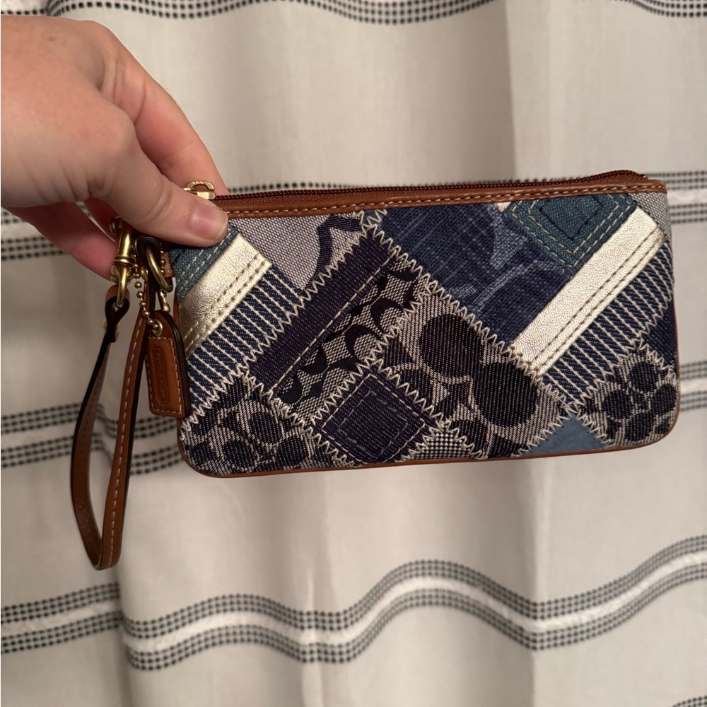 Coach Denim Patchwork Wristlet - image 1